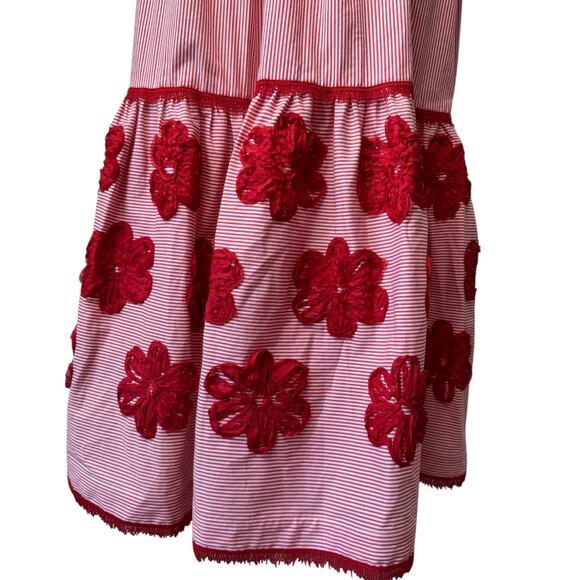 SILVIA TCHERASSI Dione Striped Midi-dress In Orange Embroidered Flower MEDIUM - Picture 11 of 12